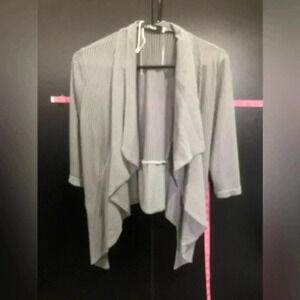 I Closam Open Front Gray Waterfall Cardigan - sheer long sleeve Size medium